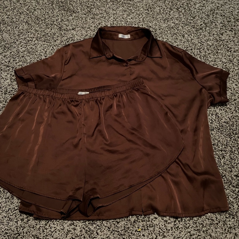 Chocolate Satin Short Pajama Set